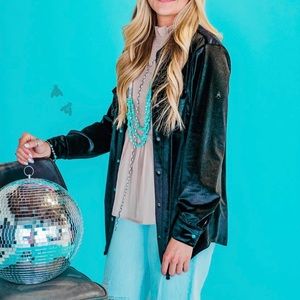 “The Velvedeer” Velvet Button Down Blouse